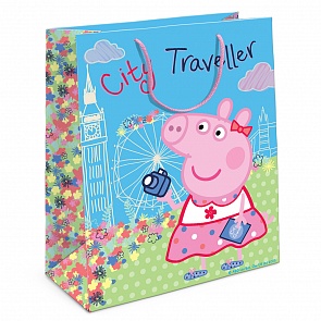 Пакет подарочный Свинка Пеппа на каникулах, 23 х 18 х 10 см. (Росмэн, 31018ros)